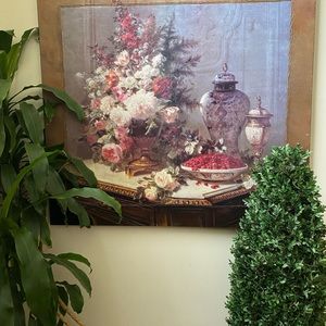 Mixed media lithographs on canvas with hand painted boarders